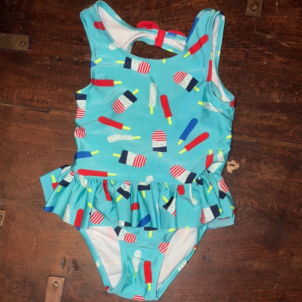 Kids Ice Cream Print Swimsuit - Blue